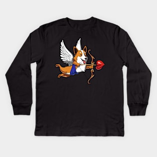 Corgi Dog Cupid Kids Long Sleeve T-Shirt